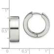 Stainless Steel Polished & Brushed Round Hinged Hoop Earrings