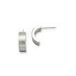 Stainless Steel CZ Brushed & Polished Half Hoop Post Earrings - Birthstone Company