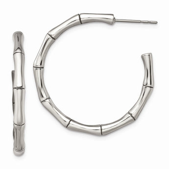 Stainless Steel Polished J Hoop Earrings