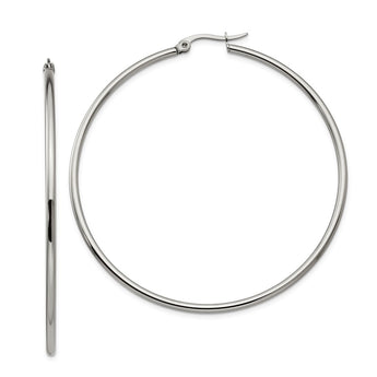 Stainless Steel Polished 60mm Hoop Earrings