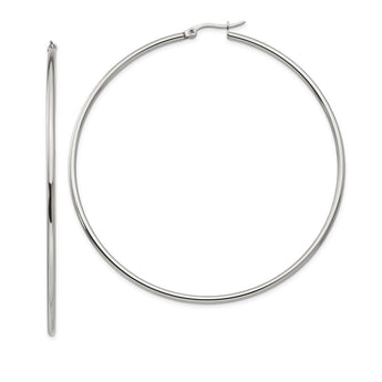 Stainless Steel Polished 70mm Hoop Earrings