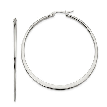 Stainless Steel Polished 50mm Hoop Earrings