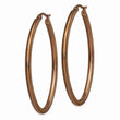 Stainless Steel Brown Plated 50mm Oval Hoop Earrings