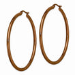 Stainless Steel Brown IP Plated Round Hoop Earrings