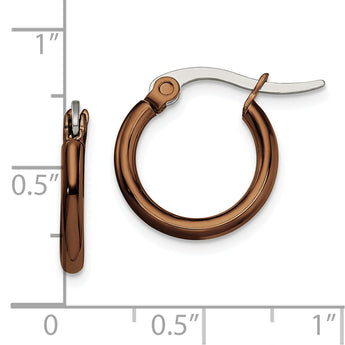 Stainless Steel Brown IP plated 15.5mm Hoop Earrings