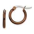 Stainless Steel Brown IP plated 15.5mm Hoop Earrings