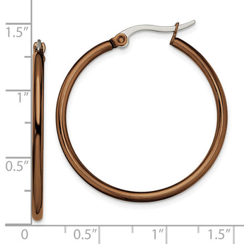 Stainless Steel Brown IP plated 32mm Hoop Earrings