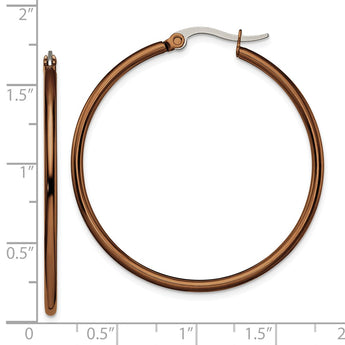 Stainless Steel Brown IP plated 40mm Hoop Earrings