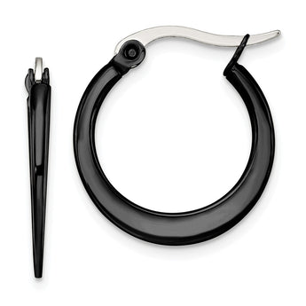 Stainless Steel Black IP plated 19mm Hoop Earrings