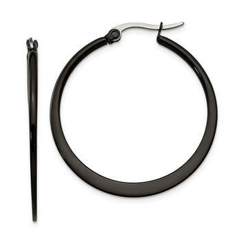 Stainless Steel Black IP plated 34mm Hoop Earrings