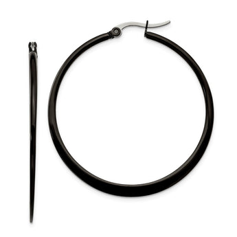 Stainless Steel Black IP plated 43mm Hoop Earrings