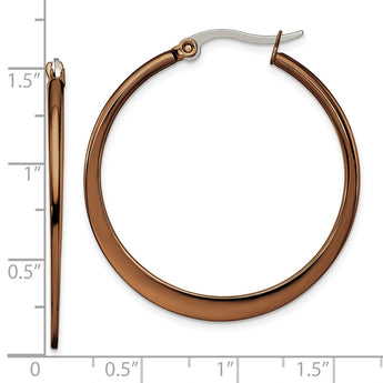 Stainless Steel Brown IP plated 34mm Hoop Earrings