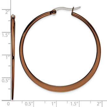 Stainless Steel Brown IP plated 43mm Hoop Earrings