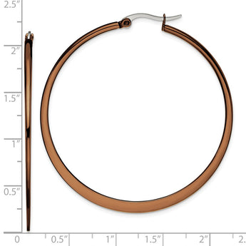 Stainless Steel Brown IP-plated 52mm Hoop Earrings