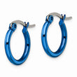 Stainless Steel Blue IP plated 15.5mm Hoop Earrings