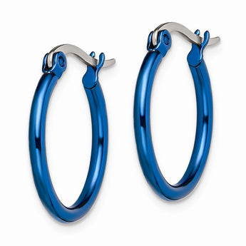 Stainless Steel Blue IP plated 19mm Hoop Earrings