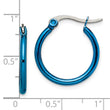 Stainless Steel Blue IP plated 19mm Hoop Earrings