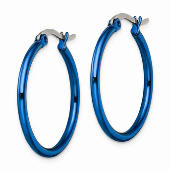 Stainless Steel Blue IP plated 26mm Hoop Earrings