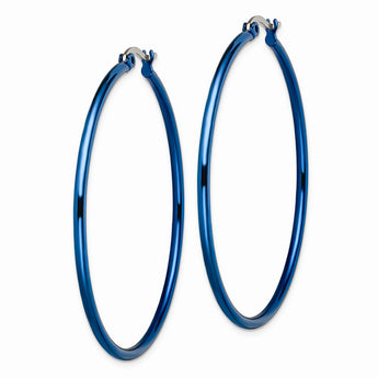 Stainless Steel Blue IP plated 49.5mm Hoop Earrings