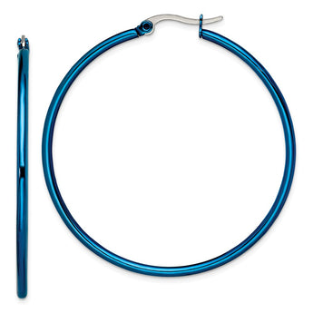 Stainless Steel Blue IP plated 49.5mm Hoop Earrings