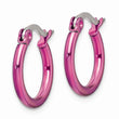 Stainless Steel Pink IP plated 15.5mm Hoop Earrings