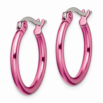 Stainless Steel Pink IP plated 19mm Hoop Earrings