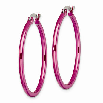 Stainless Steel Pink IP plated 32mm Hoop Earrings