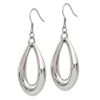 Stainless Steel Polished Teardrop Dangle Earrings