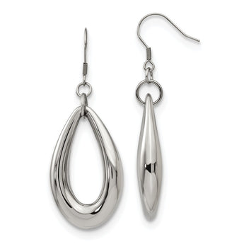 Stainless Steel Polished Teardrop Dangle Earrings