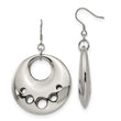 Stainless Steel Polished Circle Cut Out Dangle Earrings