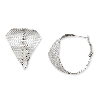 Stainless Steel Fancy Cut Out Hoop Earrings