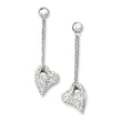 Stainless Steel Clear Crystal Heart Post Dangle Earrings