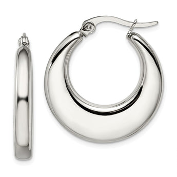 Stainless Steel 25mm Hollow Hoop Earrings