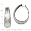 Stainless Steel Textured Edge 40mm Oval Hoop Earrings