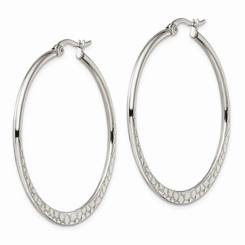 Stainless Steel 40mm Textured Hoop Earrings