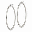 Stainless Steel 50mm Textured Hoop Earrings