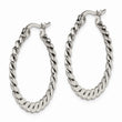 Stainless Steel Textured Hoop Earrings