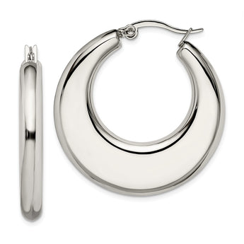 Stainless Steel 35mm Hollow Hoop Earrings