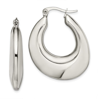 Stainless Steel Hollow Teardrop Hoop Earrings