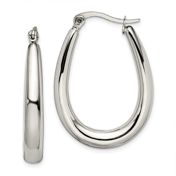 Stainless Steel Teardrop Hollow Hoop Earrings