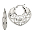 Stainless Steel 40mm Fancy Cutout Hoop Earrings