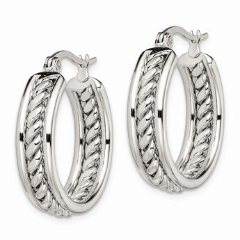 Stainless Steel 25mm Twisted Middle Hoop Earrings