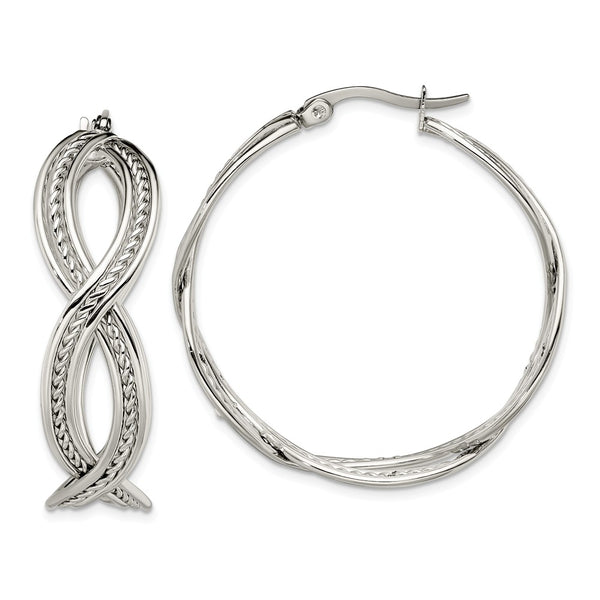 Stainless Steel 35mm Twisted Hoop Earrings