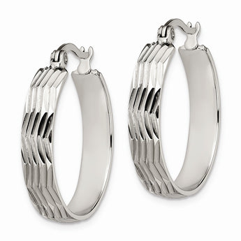 Stainless Steel Textured Hoop Earrings