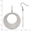 Stainless Steel Textured Circle Dangle Earrings
