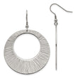 Stainless Steel Textured Circle Dangle Earrings