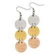 Stainless Steel Tri-Color IP-plated Discs Dangle Earrings