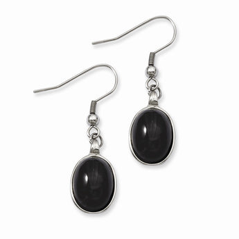 Stainless Steel Black Agate Earrings