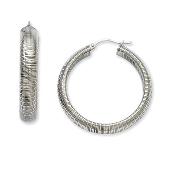 Stainless Steel Textured Hoop Earrings