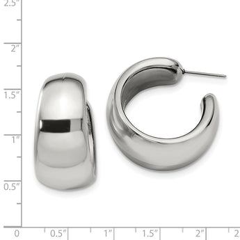 Stainless Steel Polished Hollow Half Hoop Earrings
